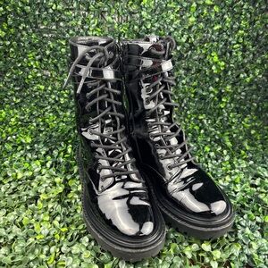 TORY BURCH PATENT LEATHER COMBAT BOOTS SIZE 7 WOMAN